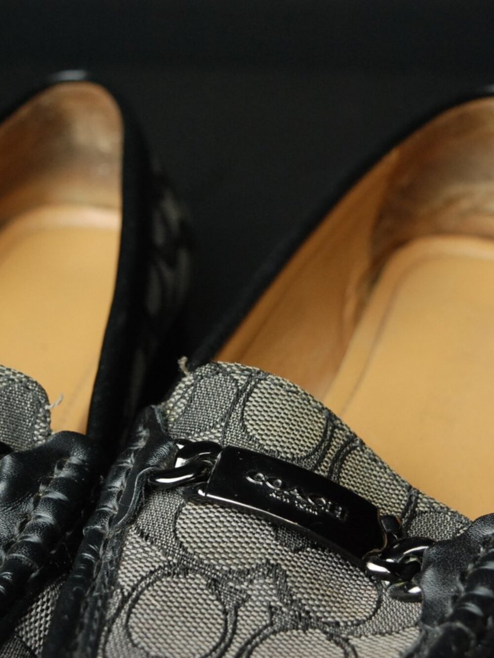 COACH Black Olive Signature Logo Leather Monogram Loafers Women's Shoes - Picture 9 of 11